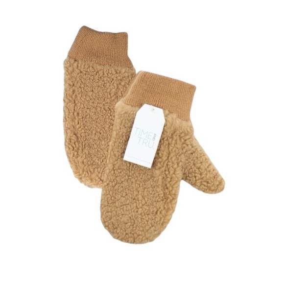 Time And Tru Faux Sherpa Teddy Mittens - Picture 2 of 8